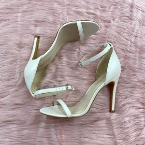 White ankle strap heel
